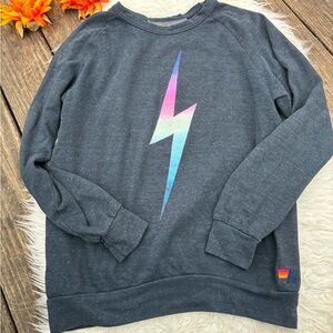 Aviator Nation Charcoal sweater with lightning bolt